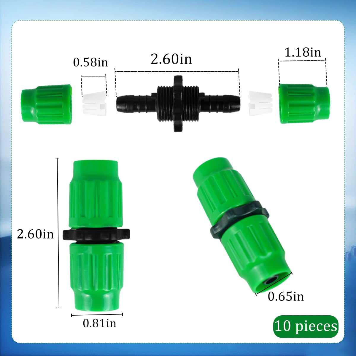 Dhieong ABS plastic connectors provide durable, leak-free hose repairs.
