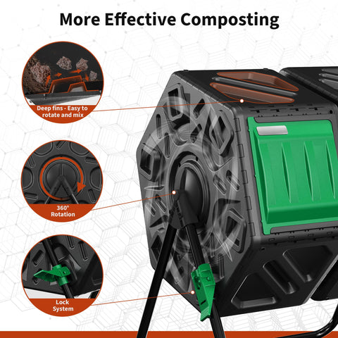 DIAMONDFORGE 360 degree rotation simplifies turning compost.