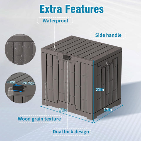 Diamondforge deck box with lockable lid securing valuables during outdoor activities.