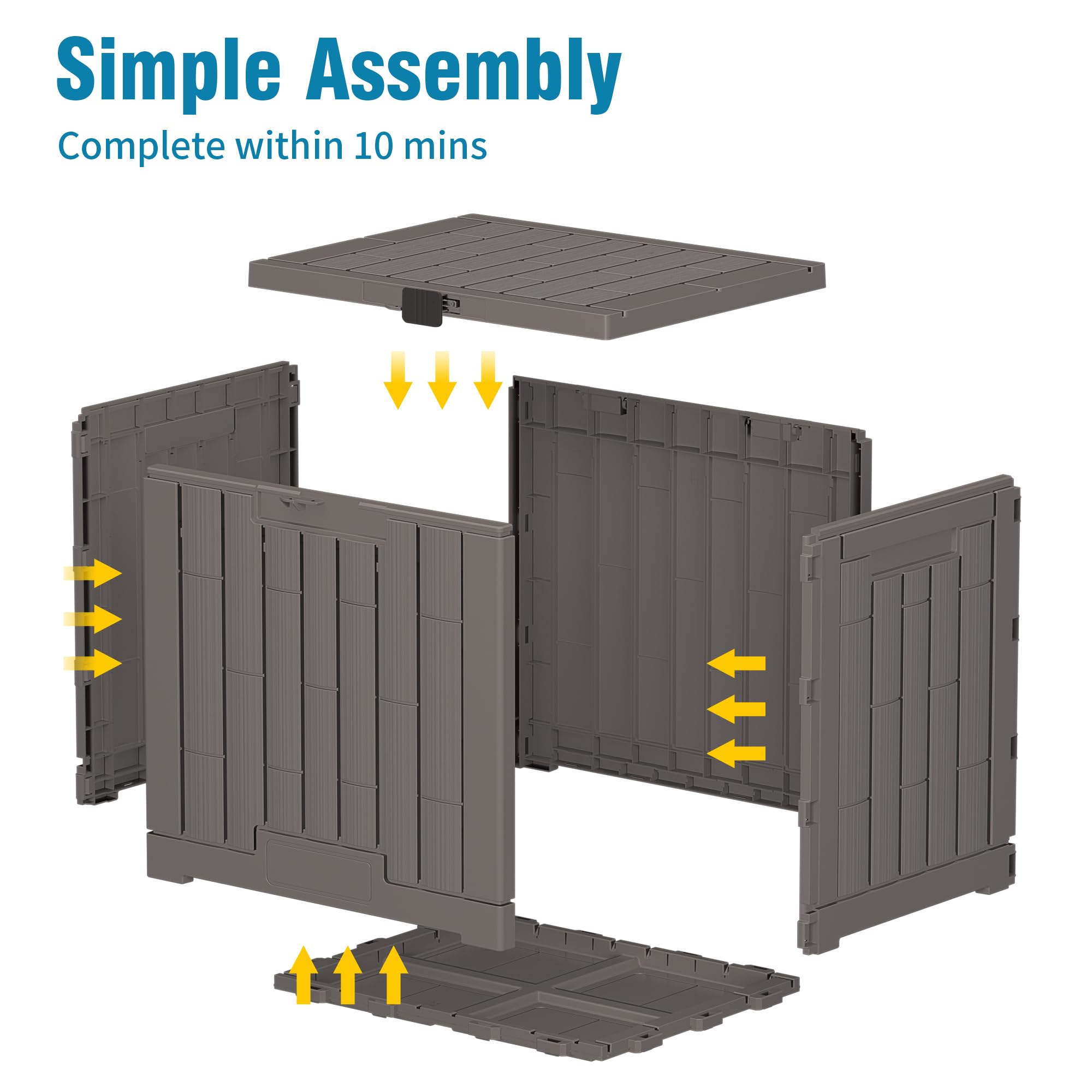 Diamondforge 30-gallon deck box keeps garden gear neatly organized.