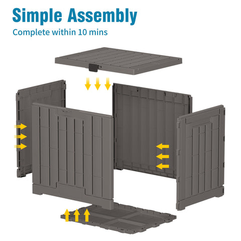 Diamondforge 30-gallon deck box keeps garden gear neatly organized.