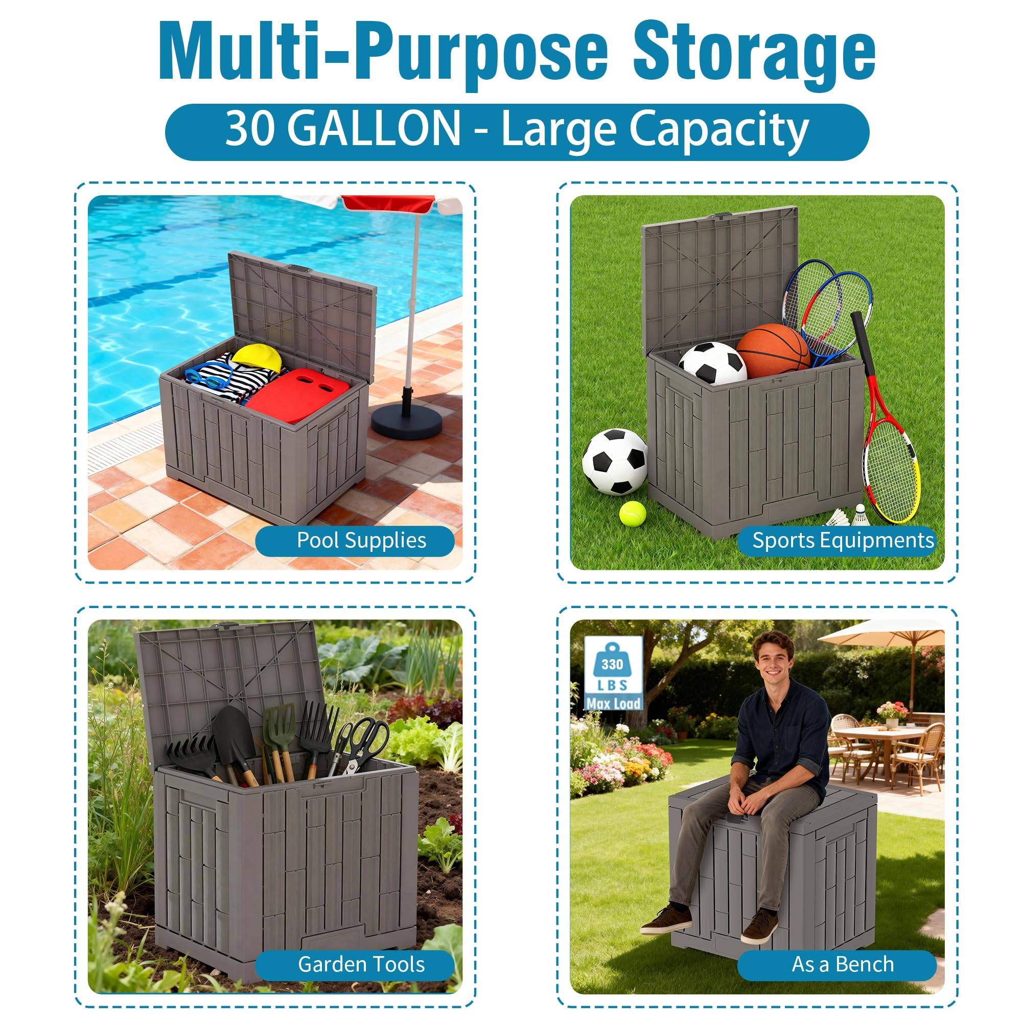 Diamondforge storage doubles as a sturdy seat for outdoor leisure.