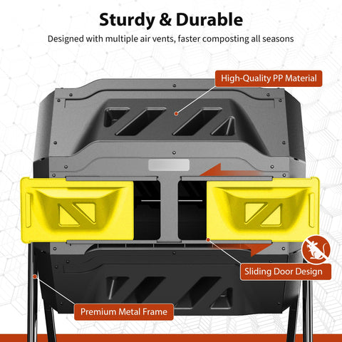 Sturdy steel frame supports the BPA-free plastic body in all weather