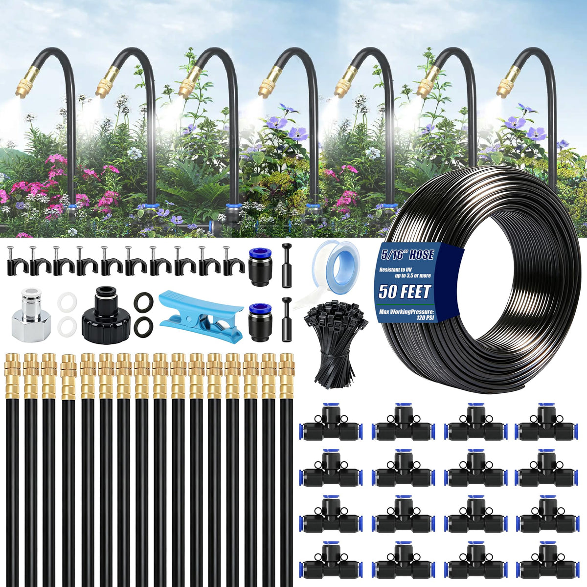 Dianrui 360° curved garden irrigation system provides comprehensive coverage for lawns and beds.
