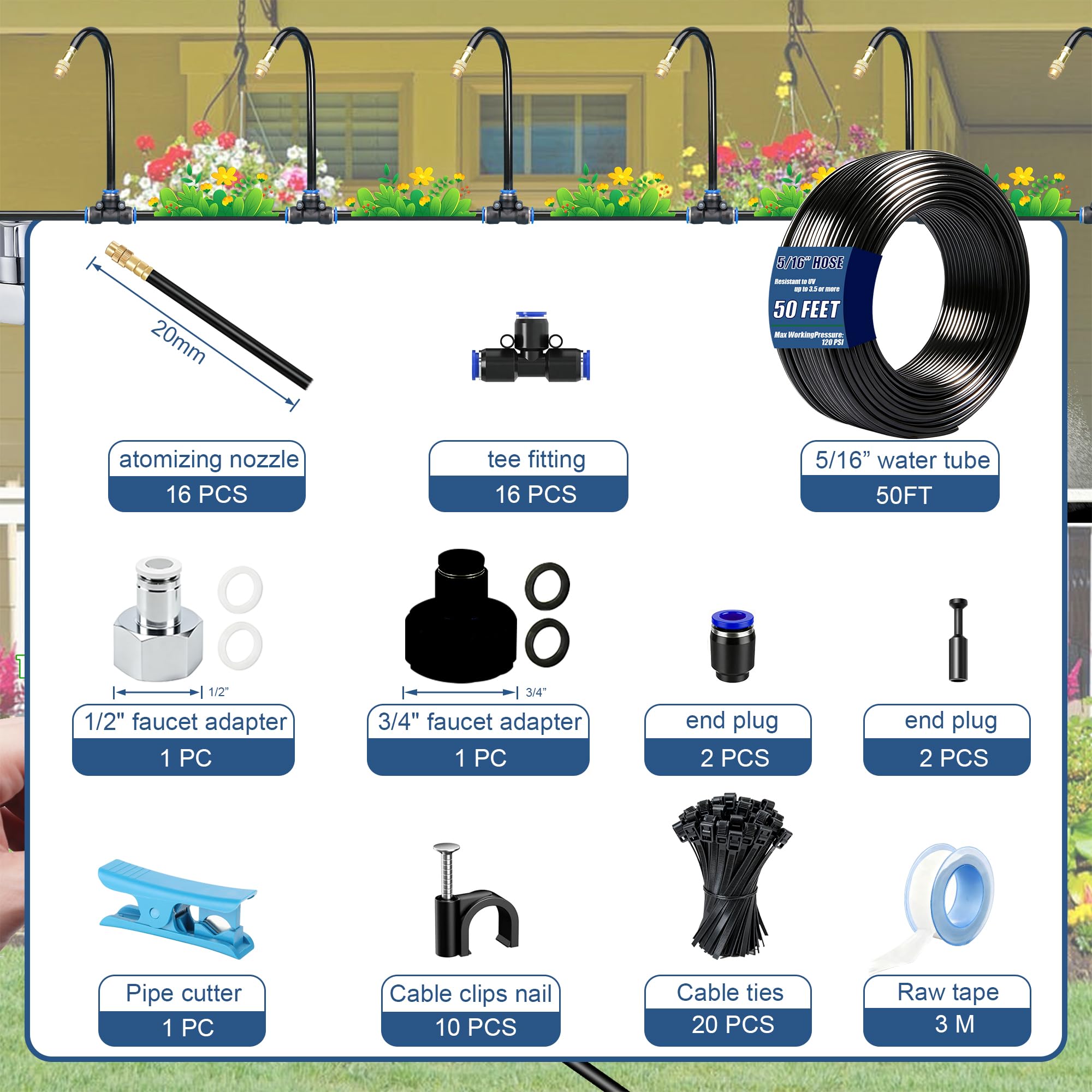 Dianrui 50ft tubing and tees simplify installation and customization.