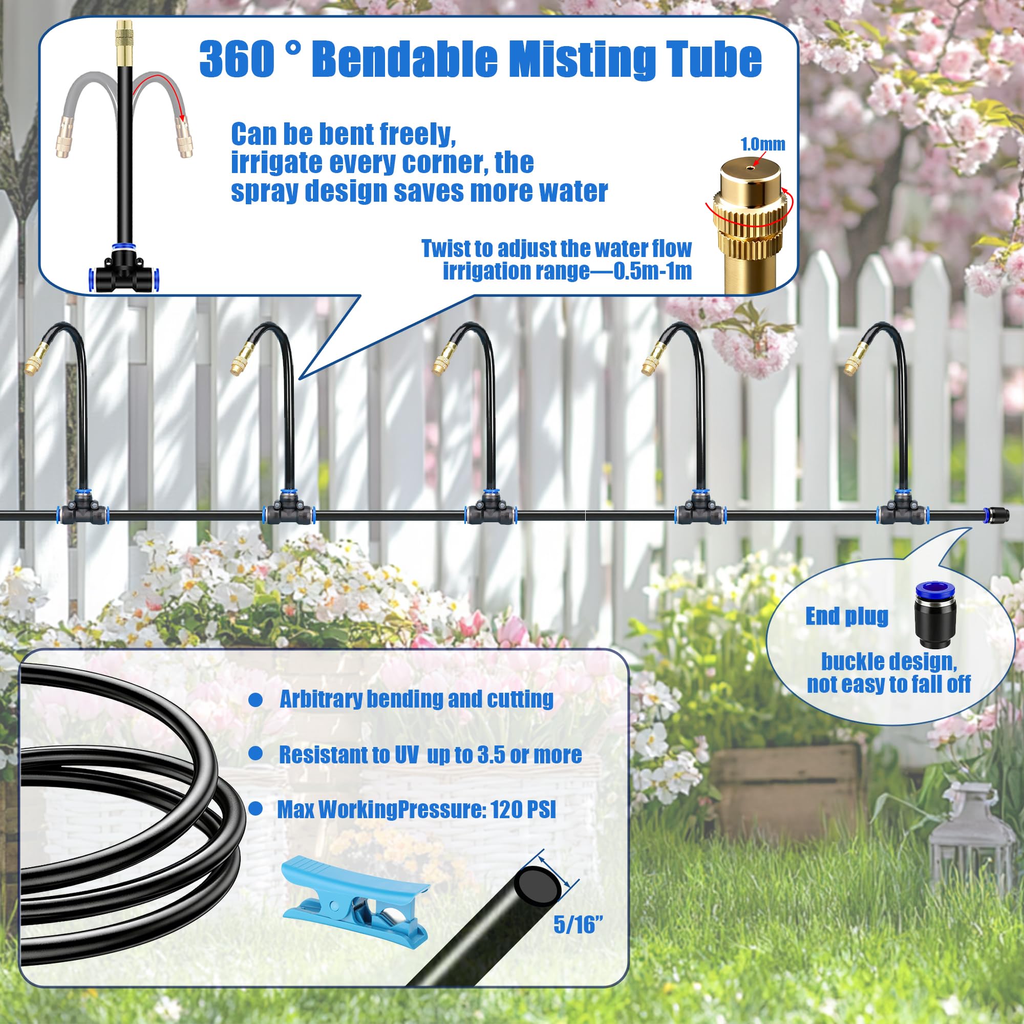 Dianrui atomizing copper nozzles provide efficient misting with water savings.