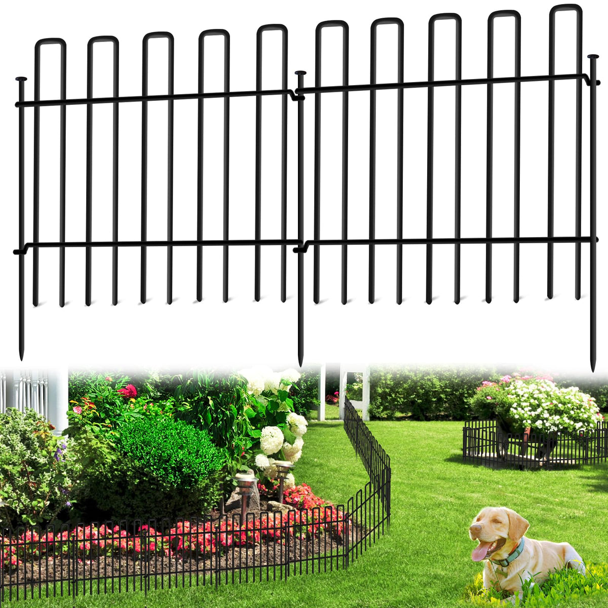 DIAOZAIT 26-panel no-dig fence panel securing yard and deterring dog digging