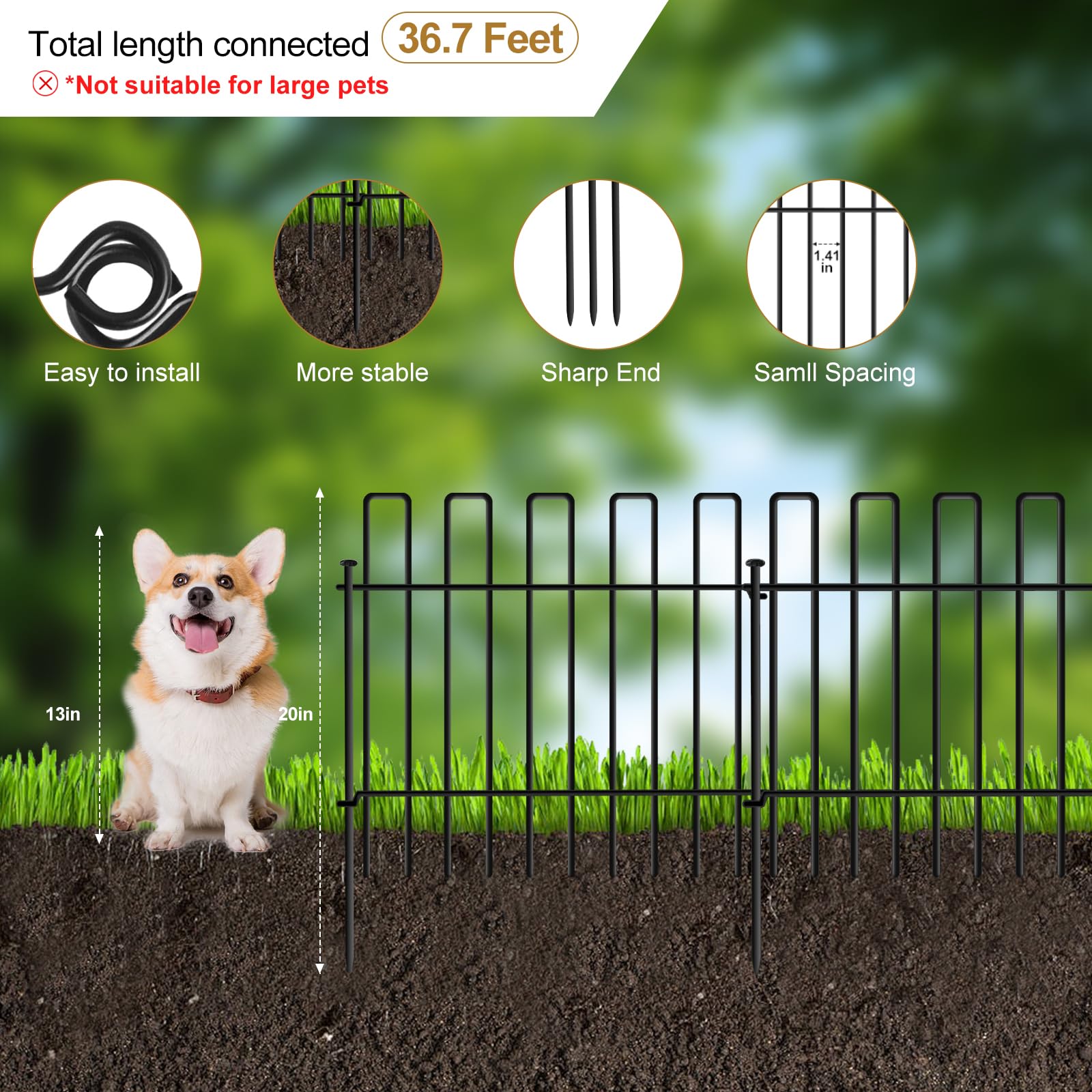 DIAOZAIT outdoor fence panel extending boundary and preventing pet escapes