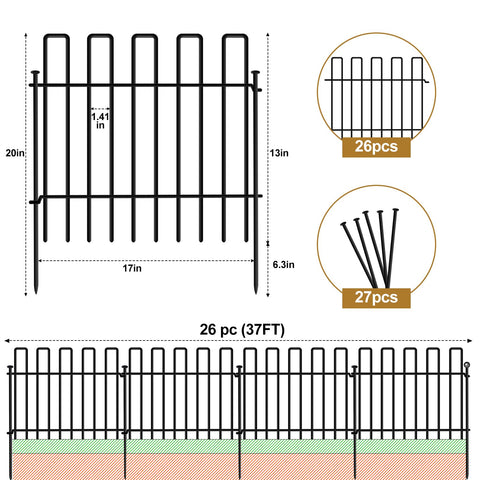 DIAOZAIT rustproof fence with stakes for quick installation