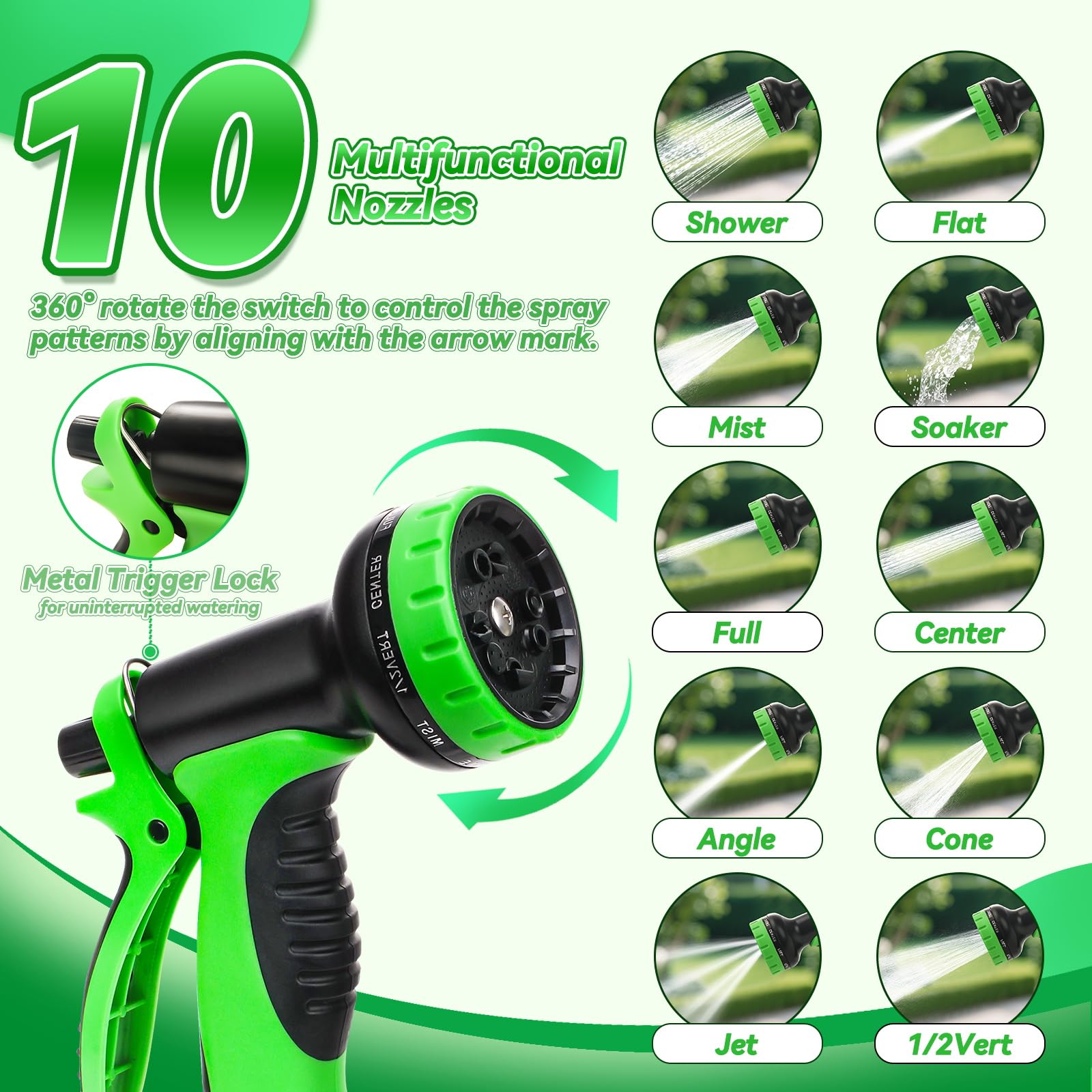 DiCandle 10-function nozzle offering versatile spray modes for plants and cleaning.
