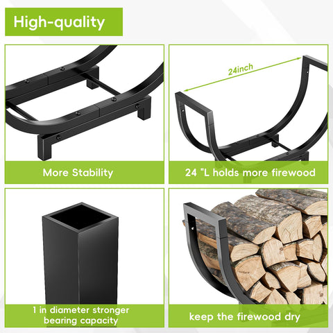 Dicasser indoor fireplace scene with firewood rack nearby