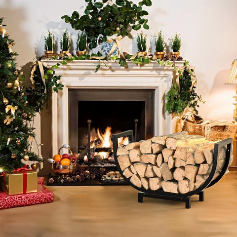 Dicasser outdoor fire pit scene showing sturdy wood storage