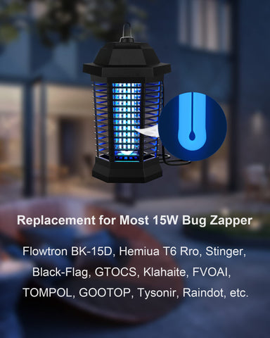 Dichroma 365nm UV lamp close-up highlighting blue glow for insect attraction.