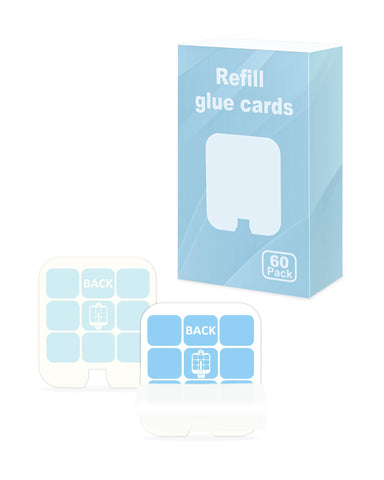 Dichroma 60-pack refill glue cards packaging shows long-lasting, non-toxic protection for homes