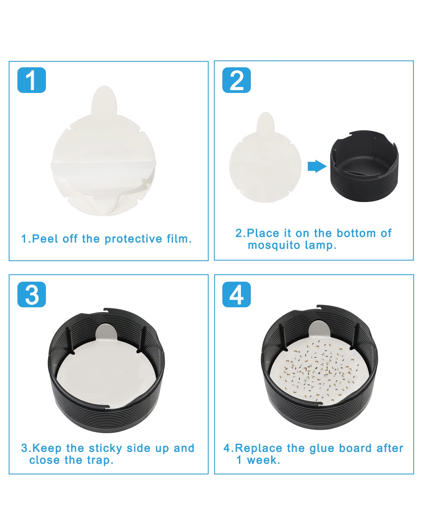 Dichroma sticky surface traps mosquitoes and gnats reliably inside homes.