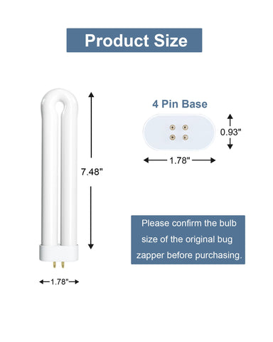 Dichroma U-shaped 15W bulb for T6 zappers with quick-fit design.