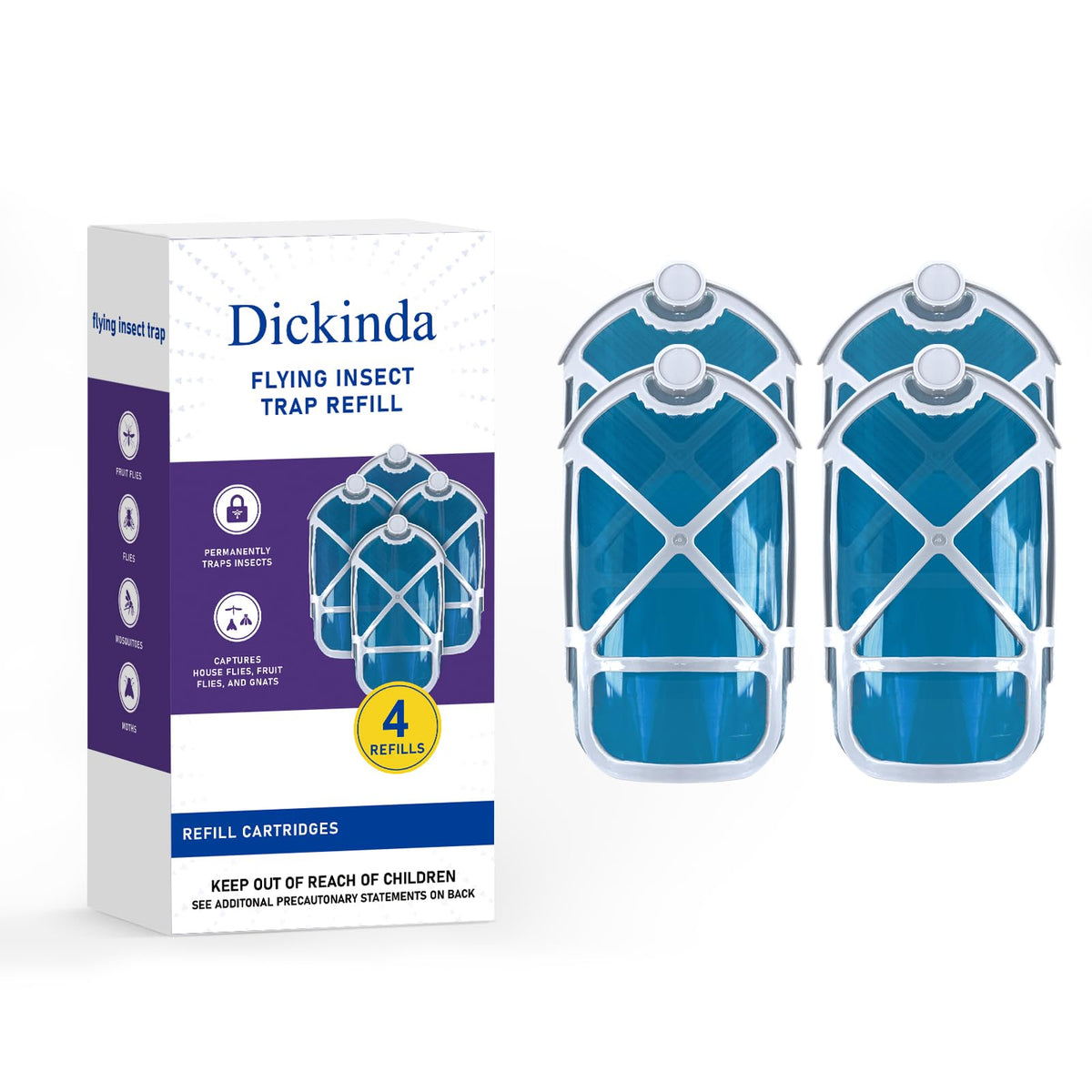Dickinda 4-pack refill cartridges ready for M364 traps, quick replacement