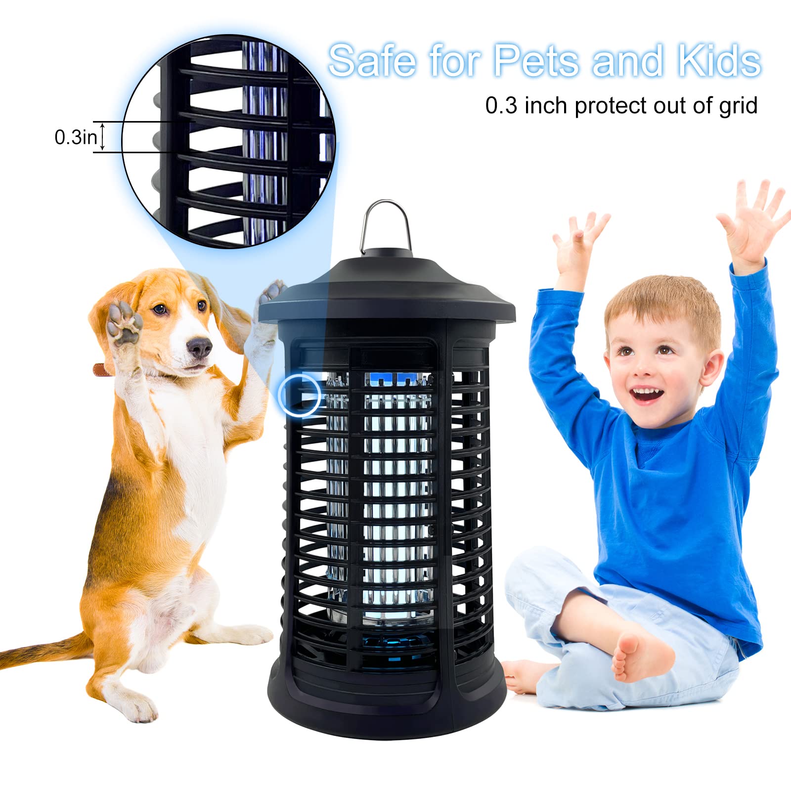 Dickinda high-voltage grid 4200V delivers quick insect elimination.