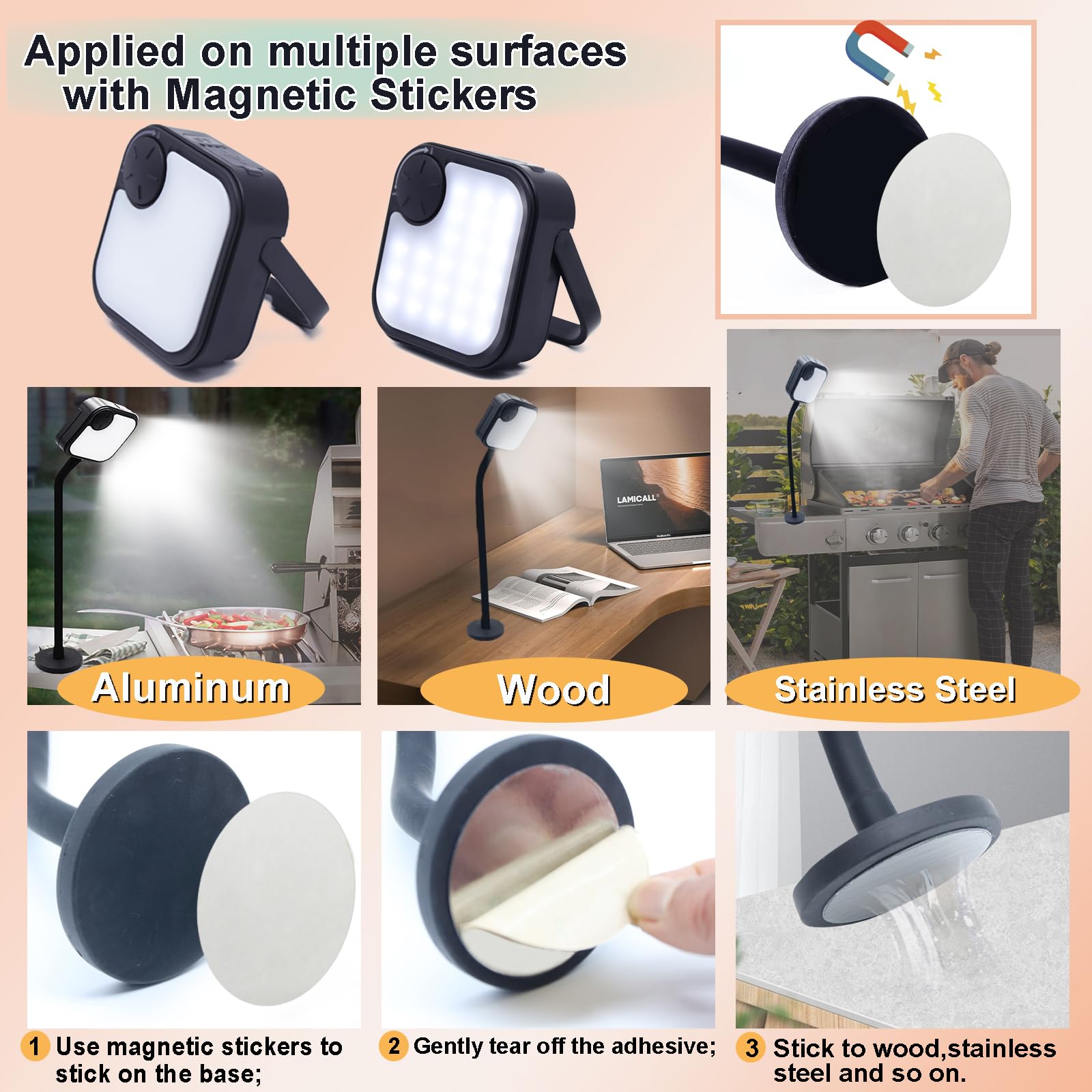 Dicross BBQ Grill Light ultra-bright mode clarifies dim-night grilling