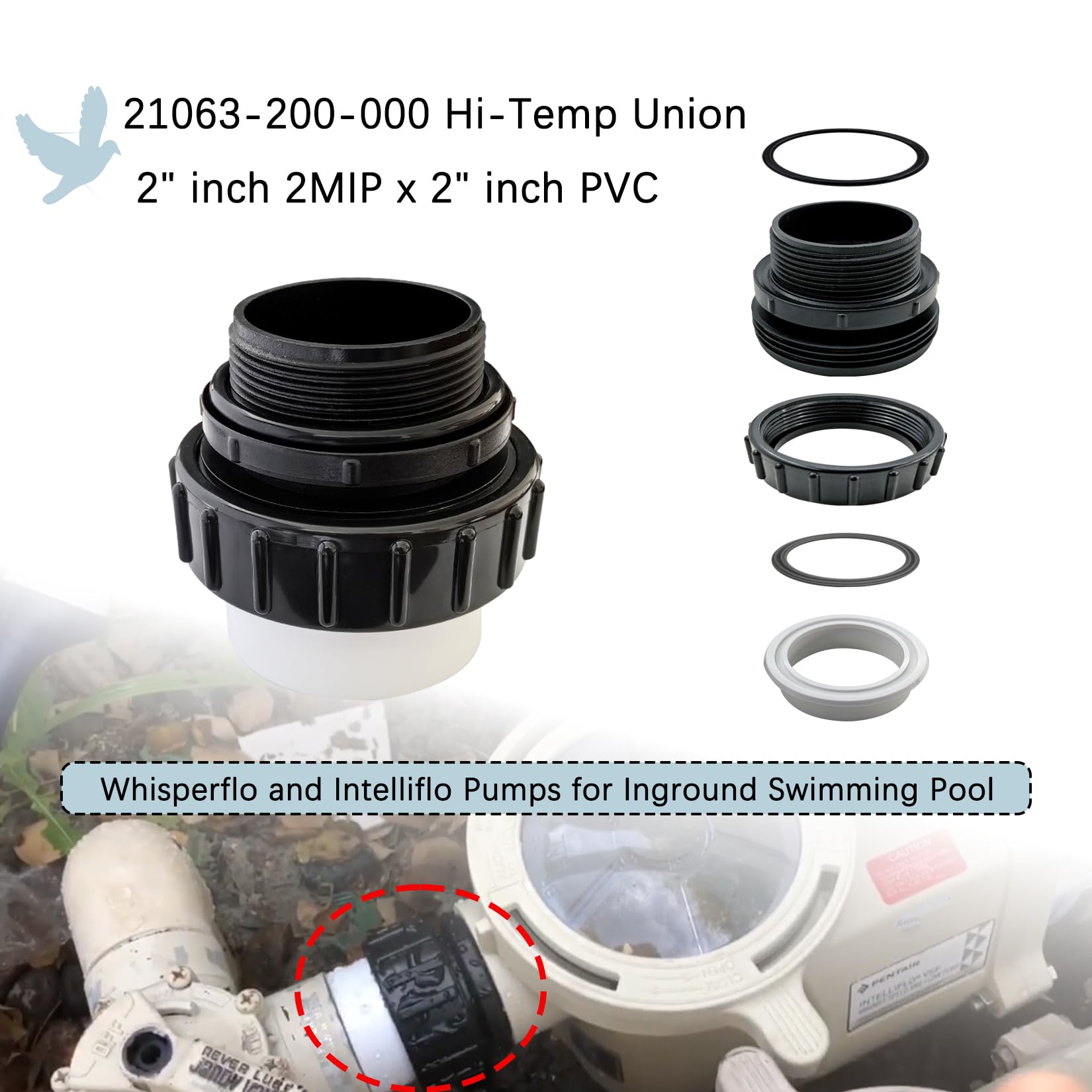 Dicsley pool pump threaded end for easy tool-free installation