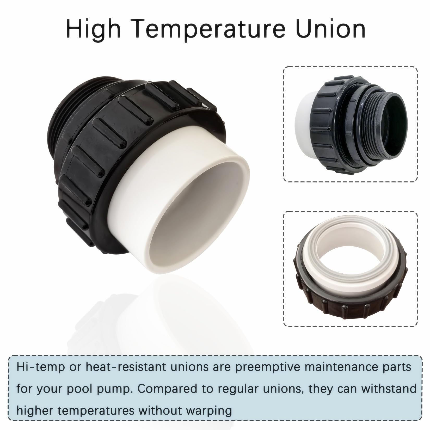 Dicsley pump installation union with glue-ready pipe ends for fast joints