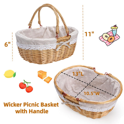 Dicunoy large harvest basket with flat bottom, ideal for garden collections