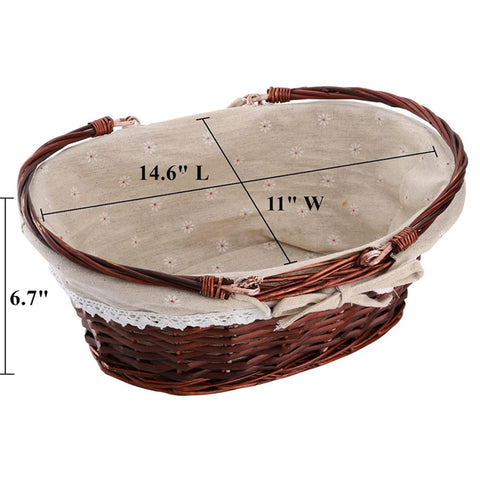 Dicunoy picnic basket with flower-pattern linen liner supports stylish outdoor gatherings.