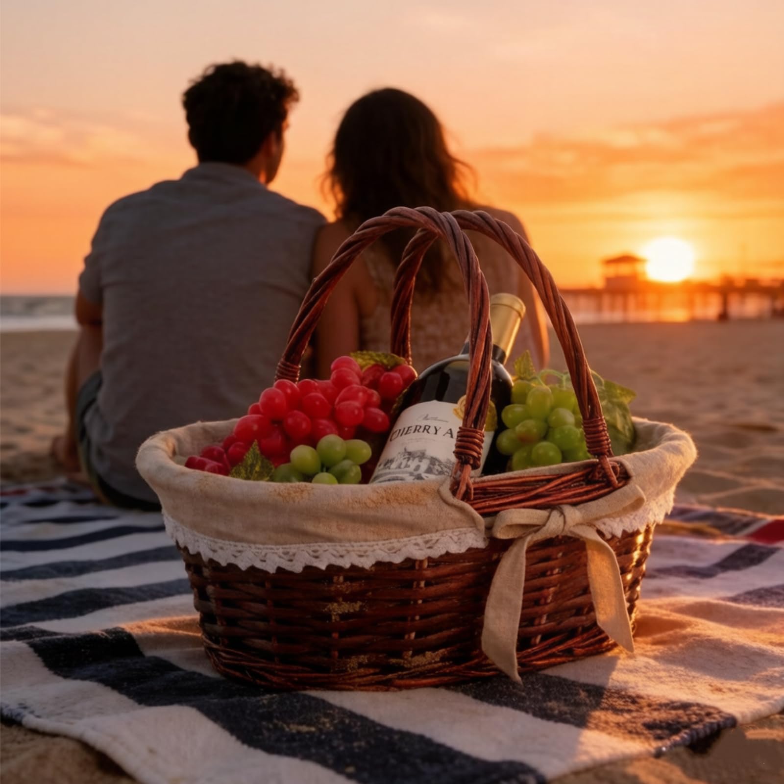 Dicunoy basket with handle design enables comfortable lifting during picnics.