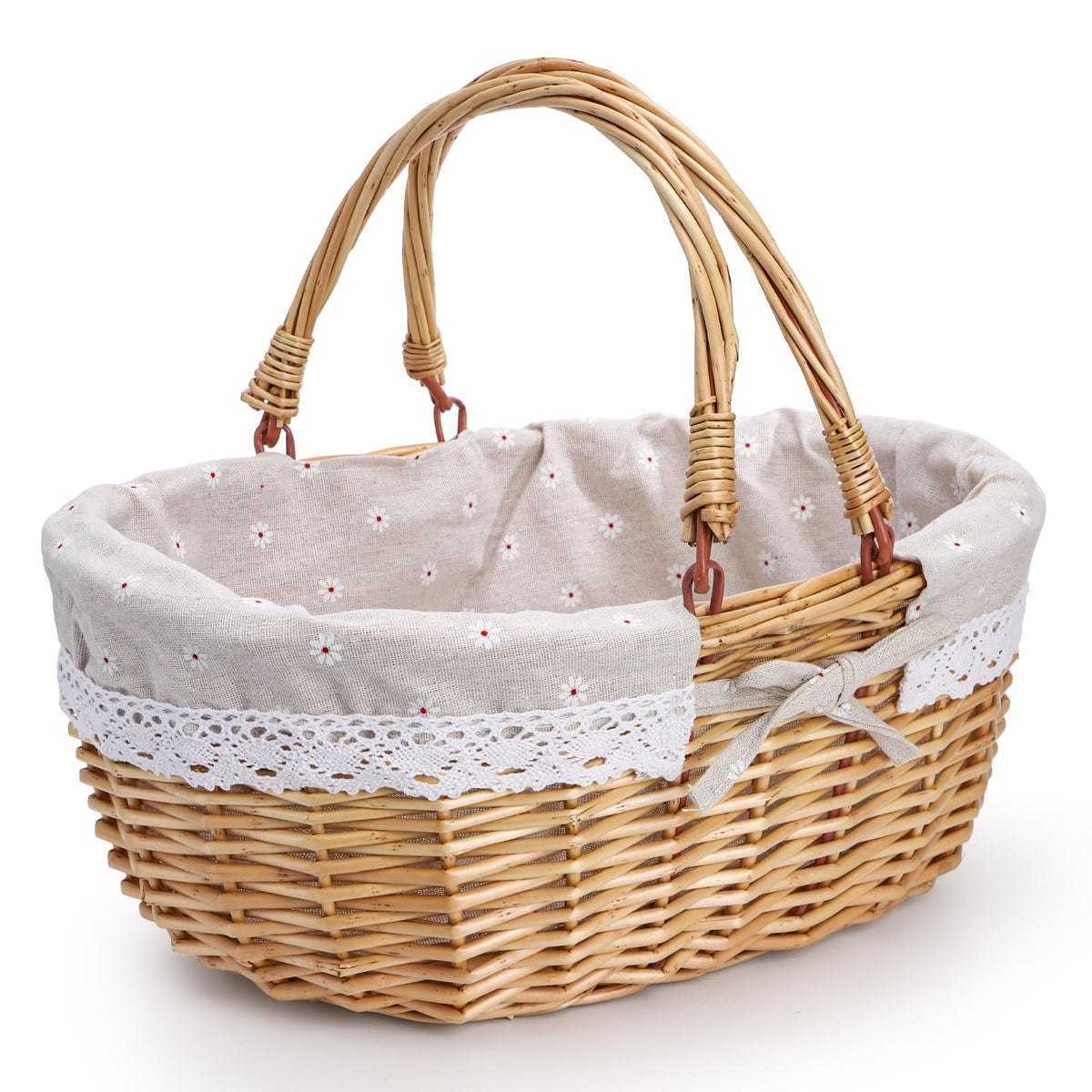 Dicunoy wicker picnic basket with open top for easy outdoor packing and transport