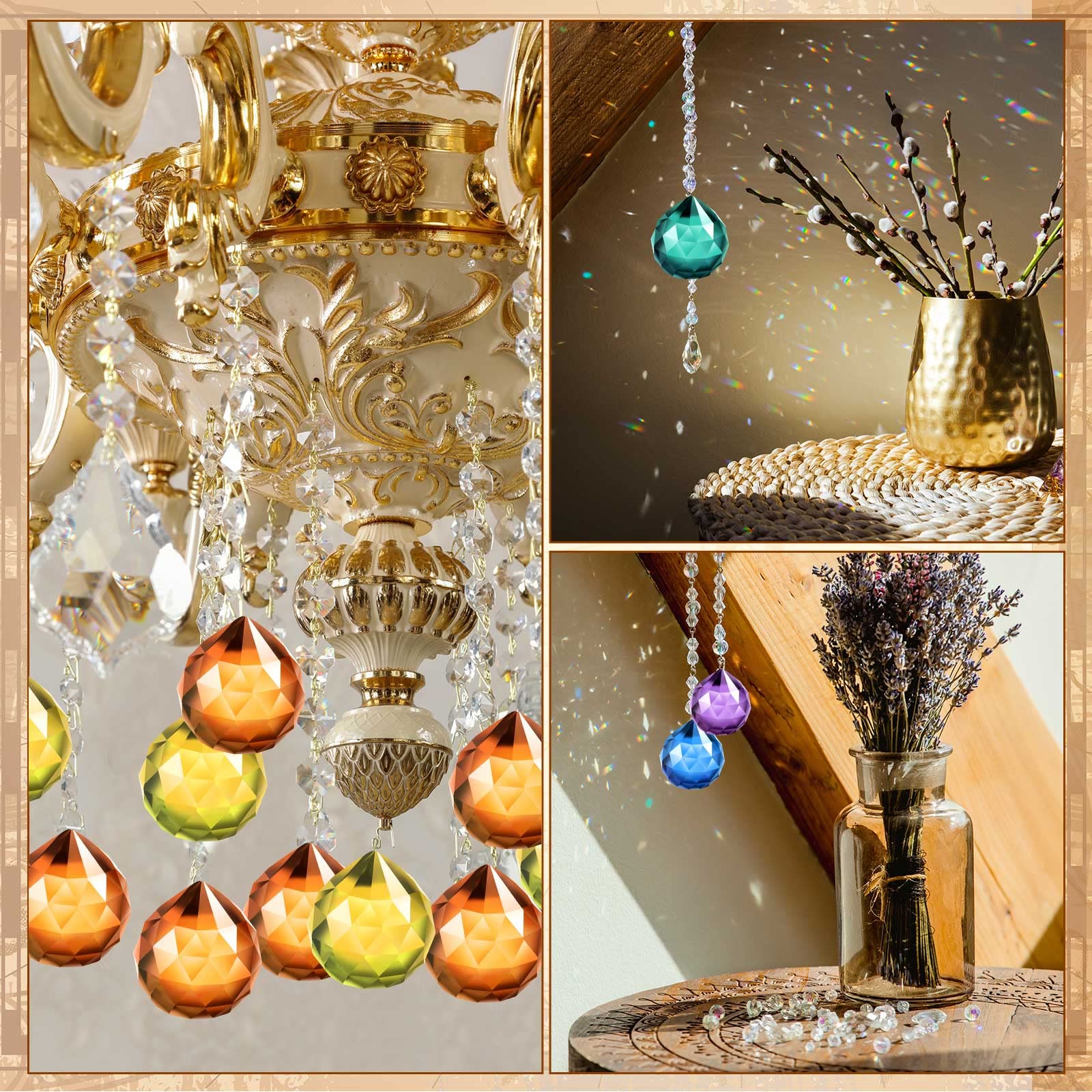 Didaey multicolor prism suncatchers creating rainbow reflections in a window