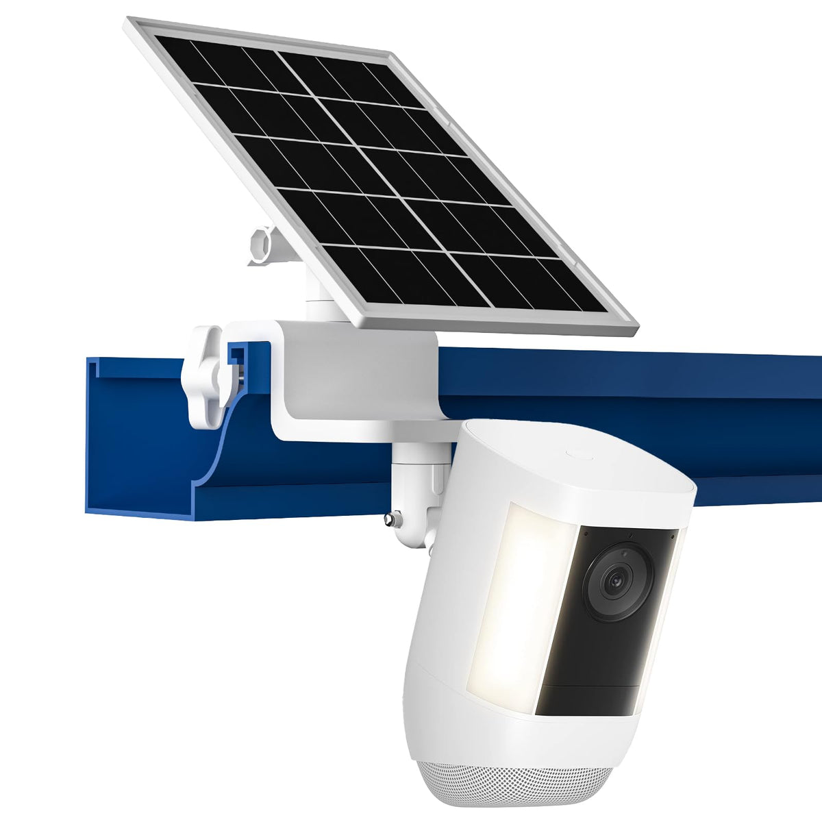Didalo 6W solar panel with gutter mount powering Ring cameras outdoors