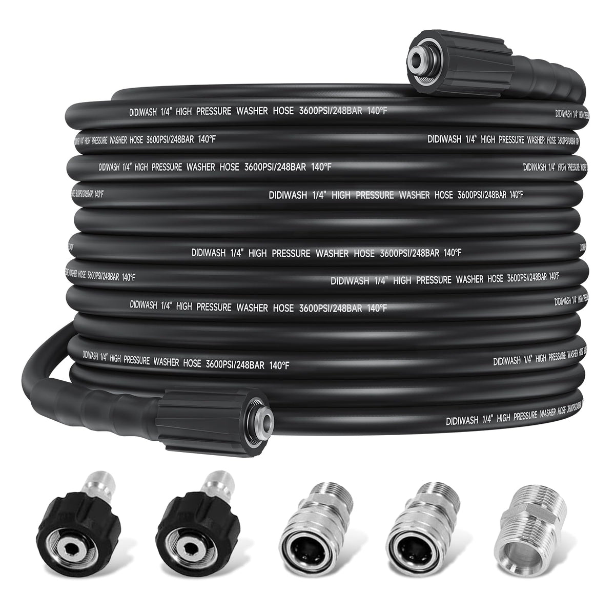 DidiWash 50ft pressure washer hose ready for durable outdoor cleaning