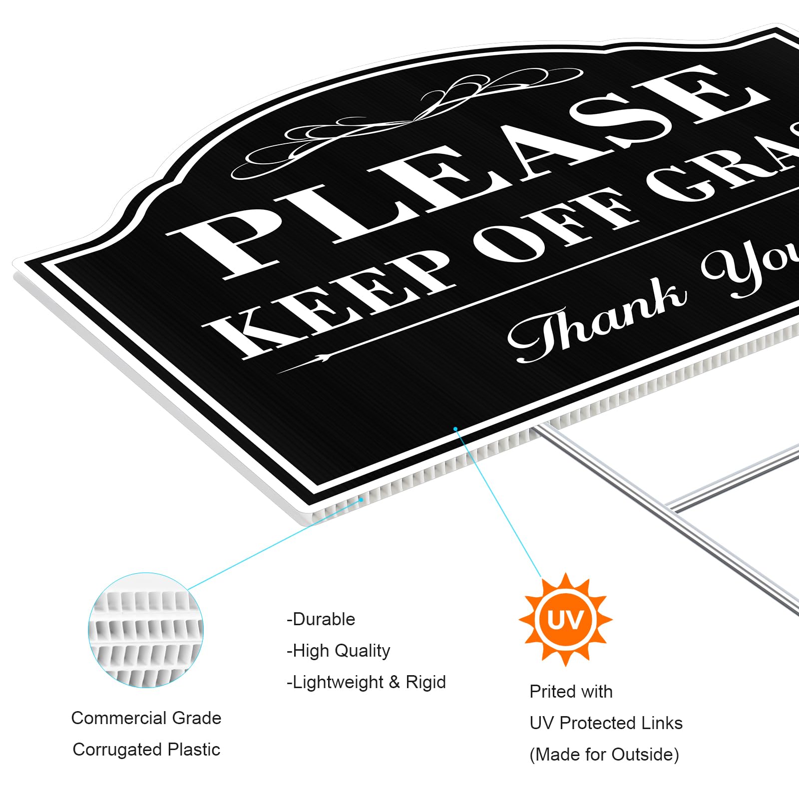 DIESOTT Keep Off Grass sign - double-sided design improves readability from all directions.