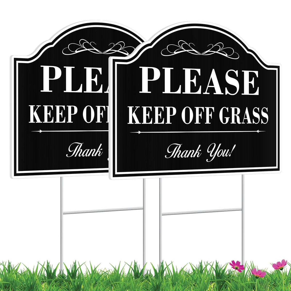 DIESOTT Keep Off Grass sign - front view, high visibility for lawn safety.
