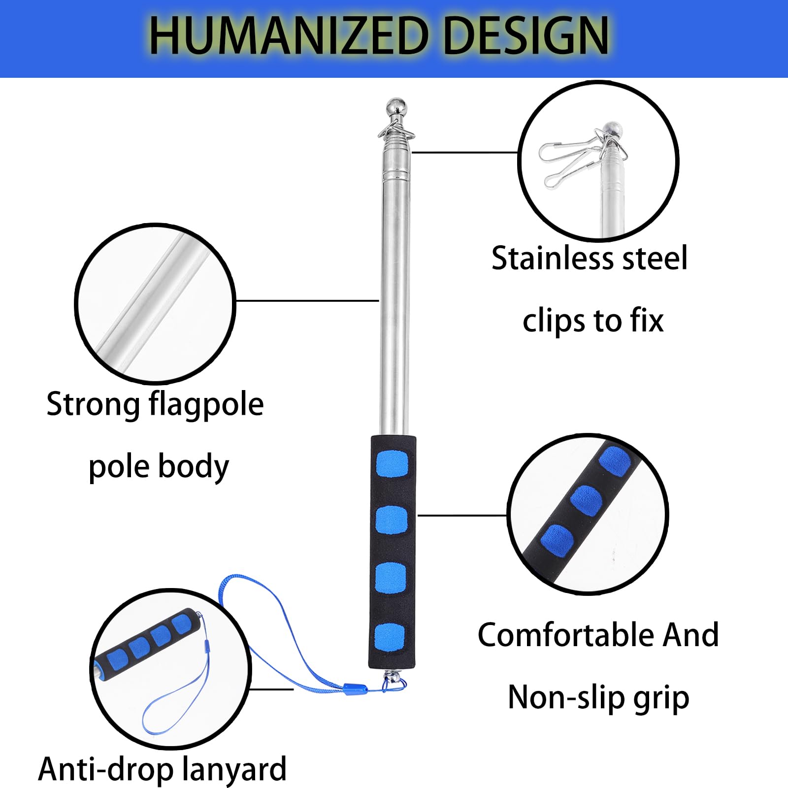 Difuento flagpole with 10 sections adjustable height for versatile use