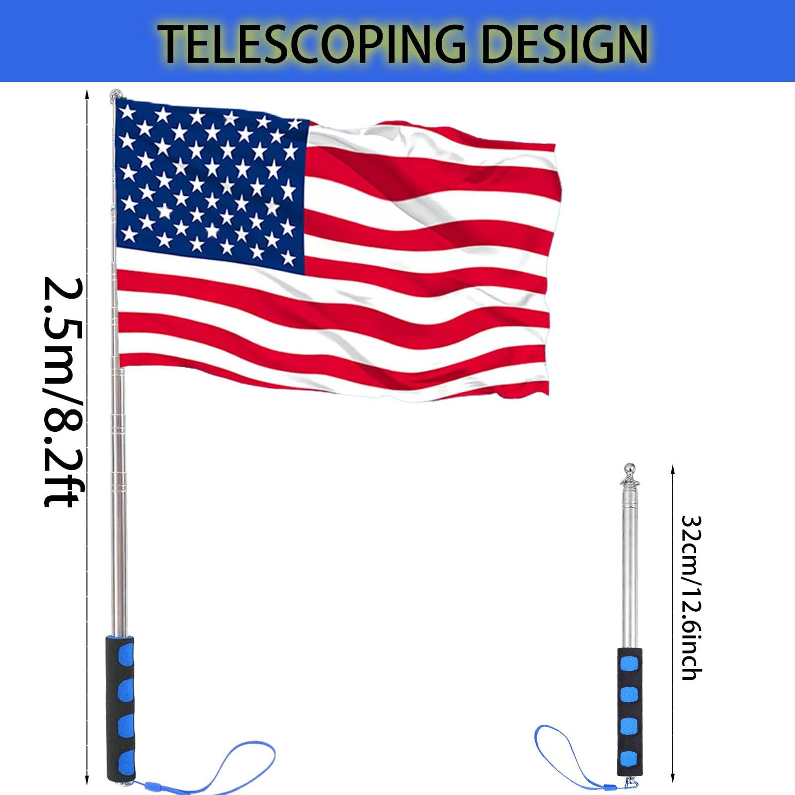 Difuento flagpole collapsed compact for easy travel storage