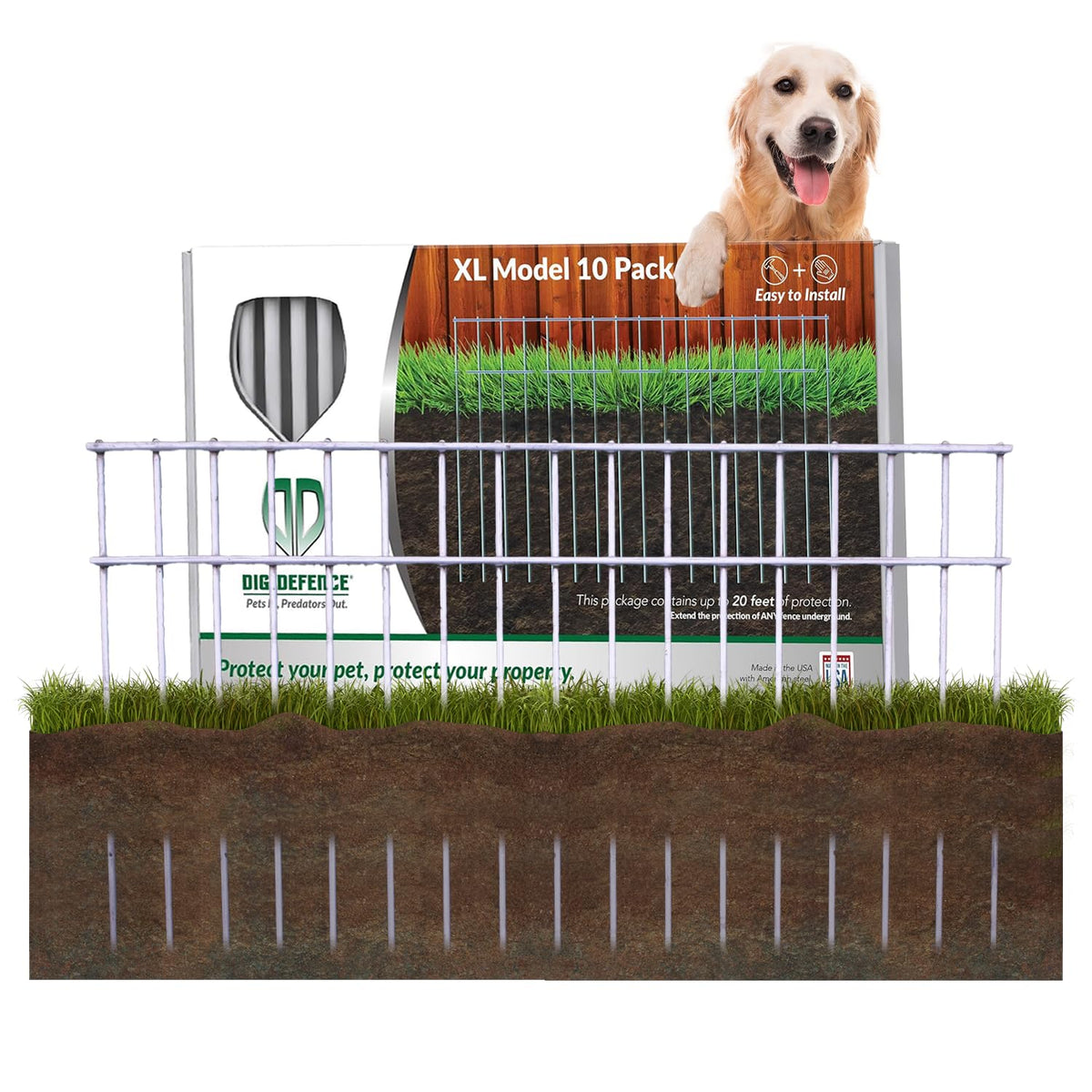 Dig Defence original animal barrier fence, 24-inch length enables no-dig installation for pet containment.