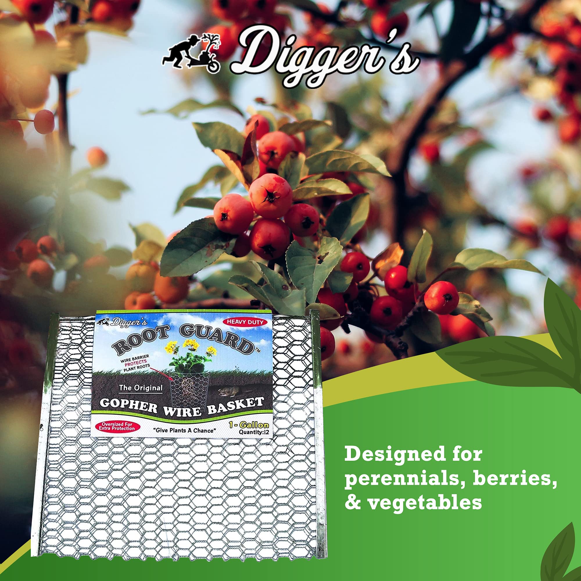 Digger's 20-gauge galvanized mesh resists rust and burrowers.