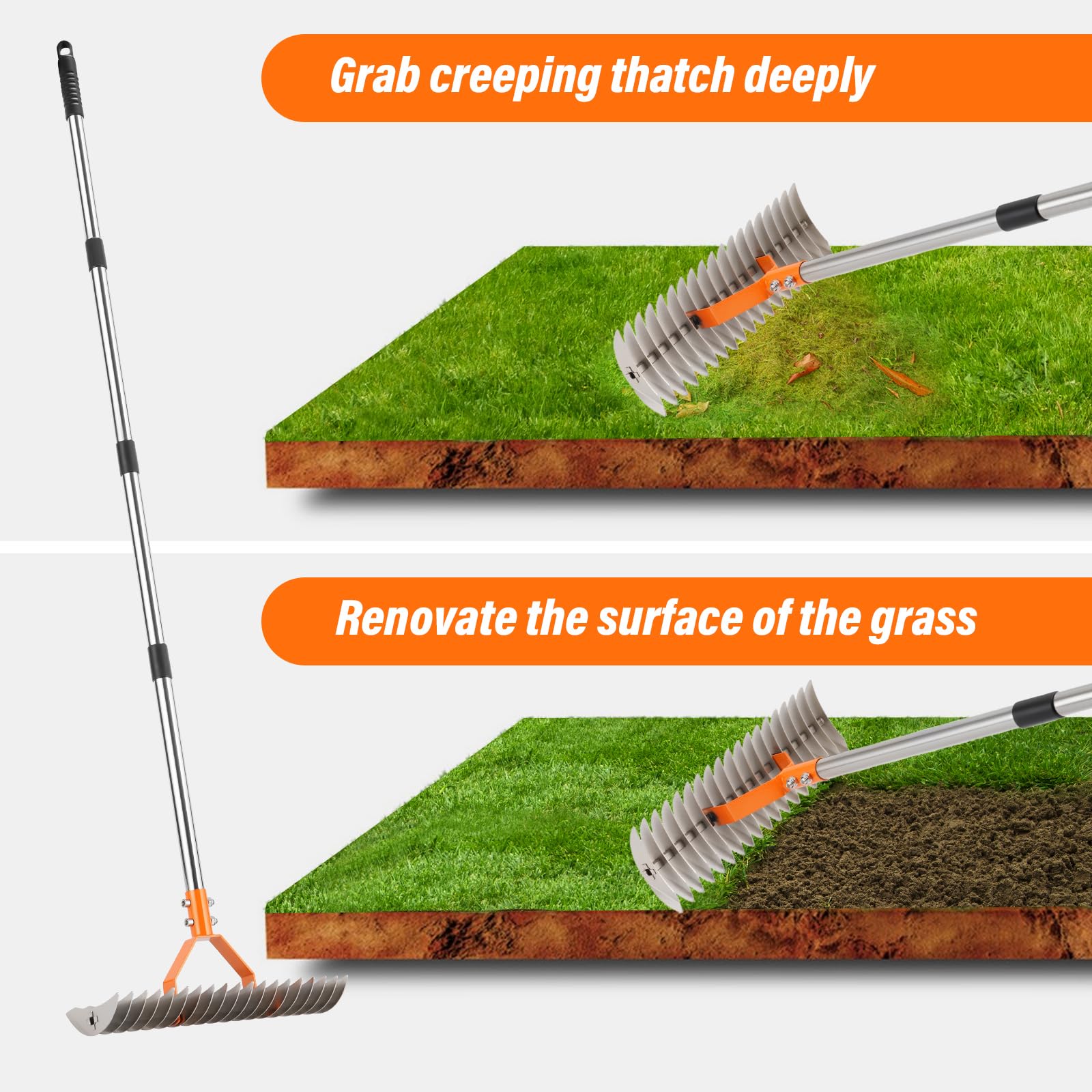 DigiGlow 6-in-1 yard tool supports turf renovation and debris removal