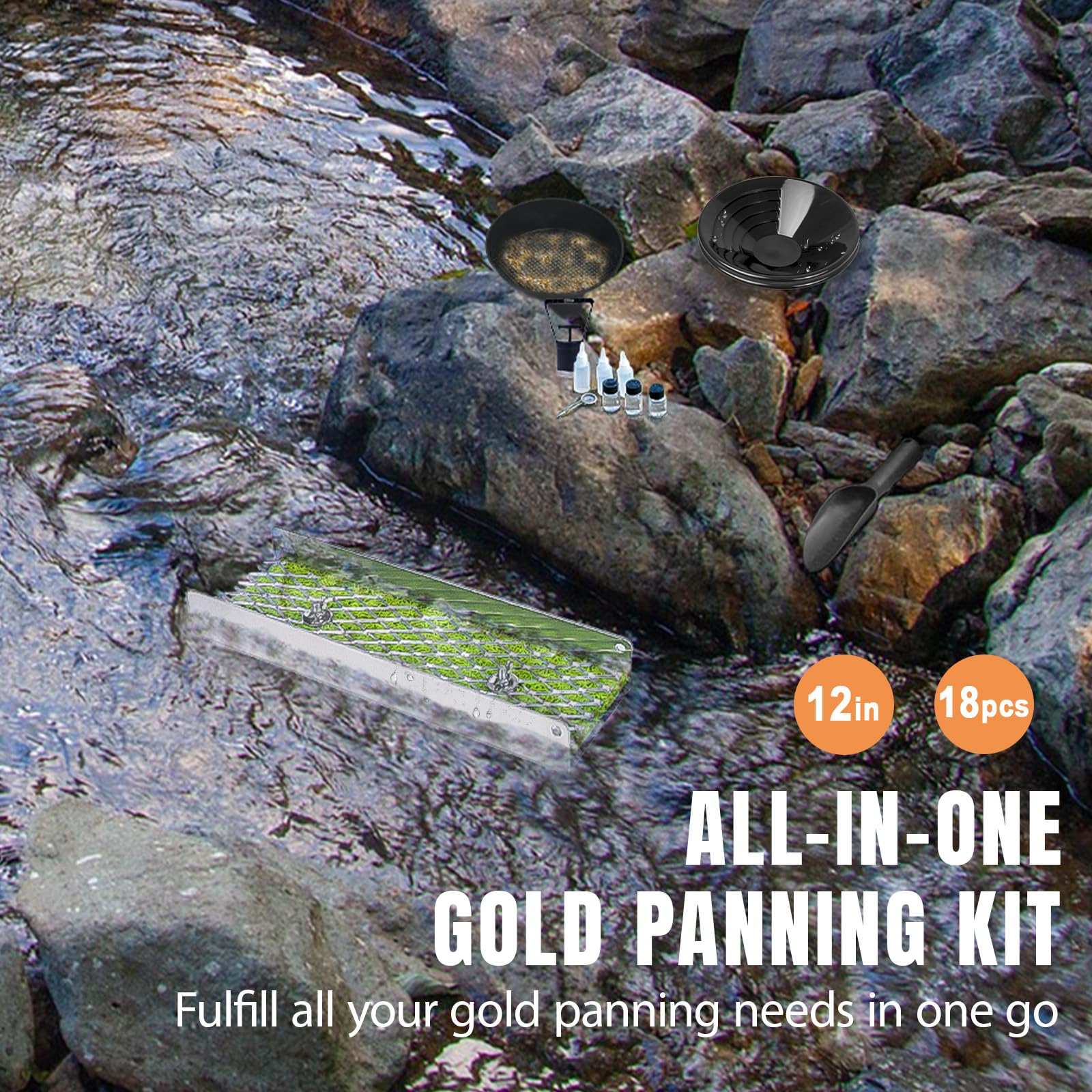 DigNew gold pan pair ready for efficient river panning and sample collection.