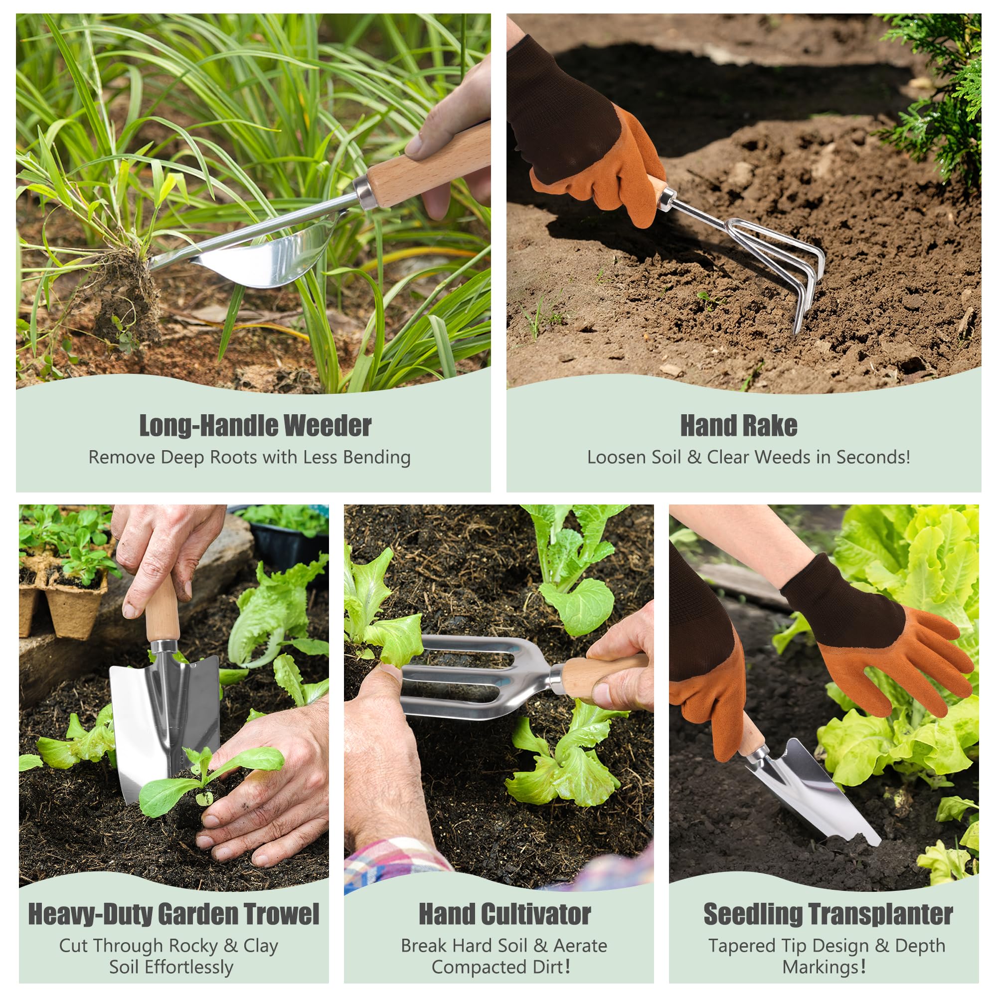 DIGOAKO stainless steel cultivator for loosening soil