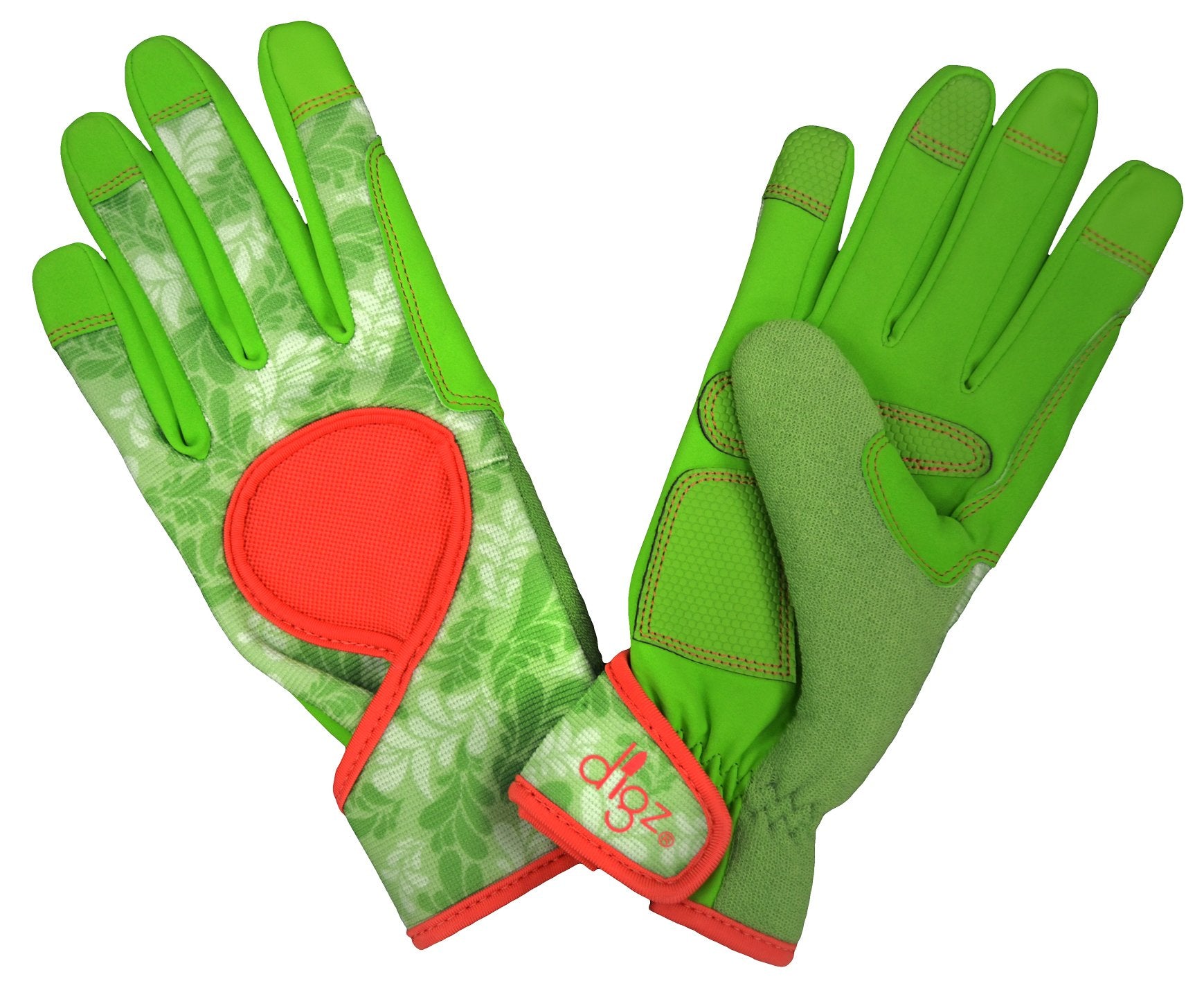 DIGZ 7652 gloves with green leaves pattern offer stylish protection for gardening tasks