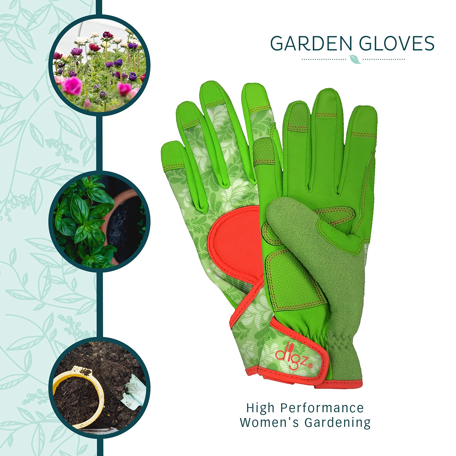 DIGZ 7654 Signature gloves in action demonstrate durable garden performance.