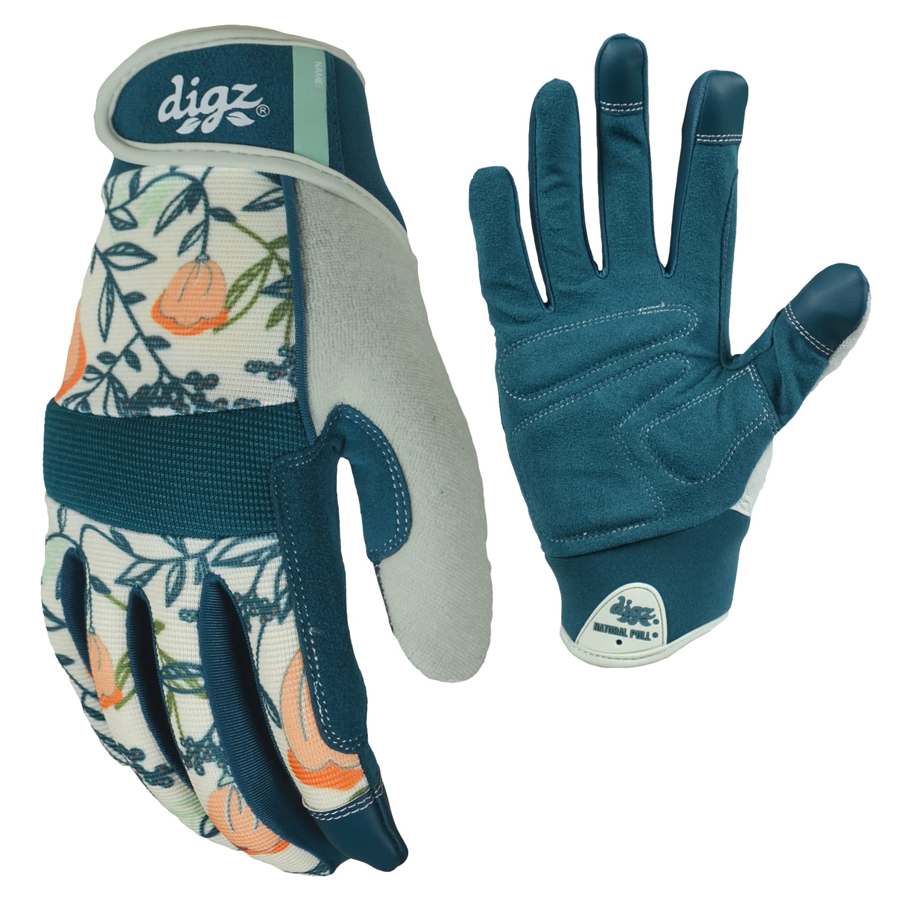 DIGZ women's garden gloves with coral floral pattern, stylish yet durable for daily gardening