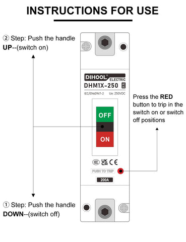 DIHOOL 200 Amp DC Breaker applications for DC PV and UPS.