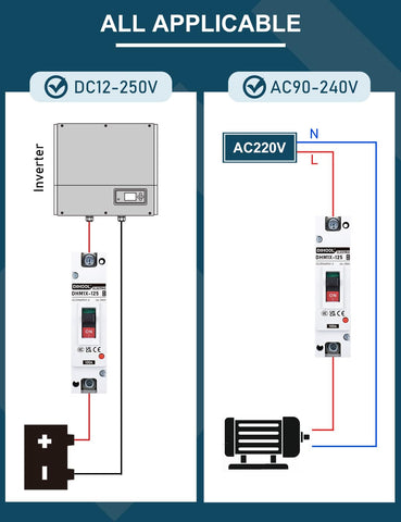DIHOOL DC breaker contacts with 30% silver content ensure reliable conduction.