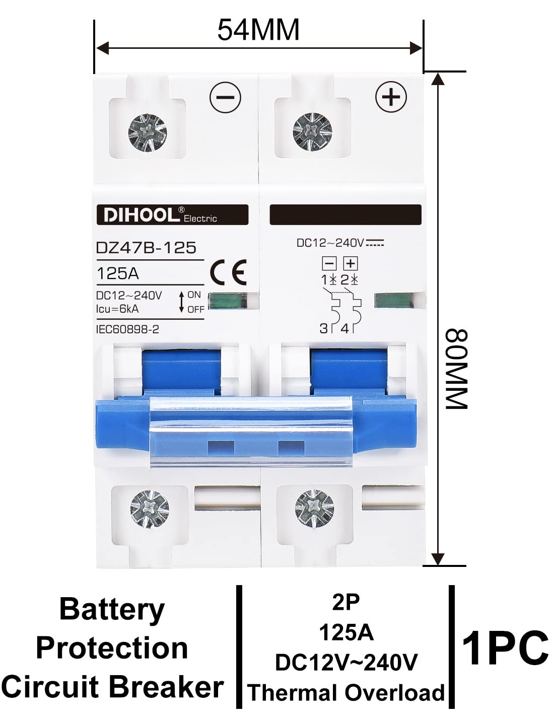 DIHOOL DC breaker terminal wiring for secure connections