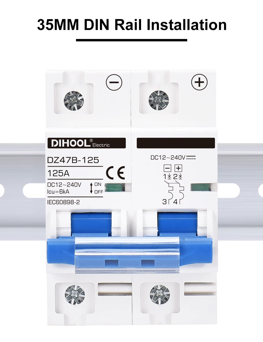 DIHOOL DC breaker thermal magnetic trip provides overload protection
