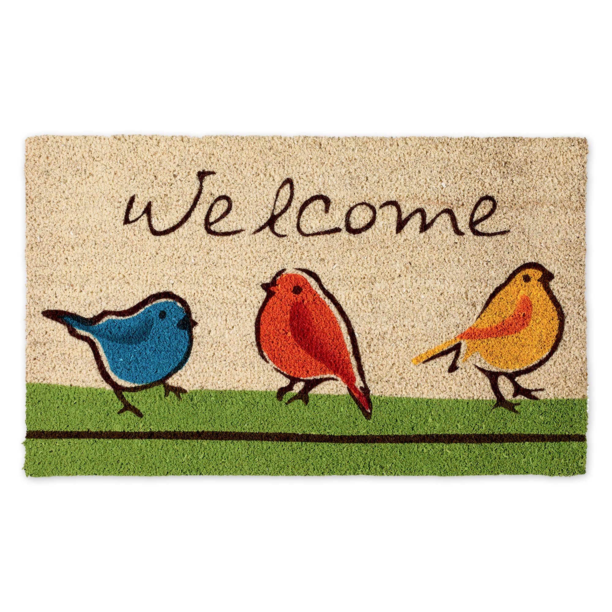 DII Birds design coir doormat at entryway welcomes guests with natural texture