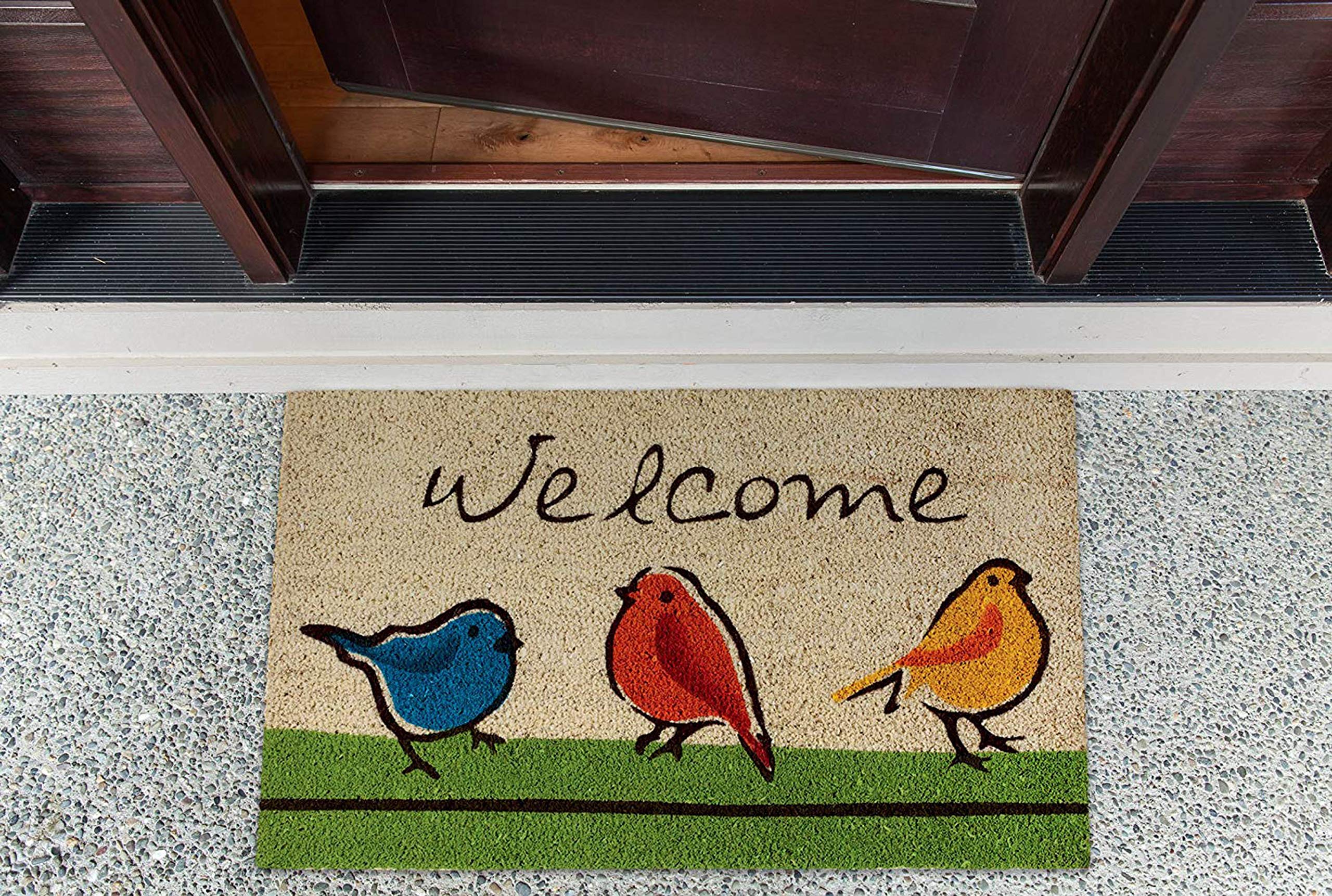 DII outdoor welcome mat shows natural fiber texture ideal for high-traffic porches